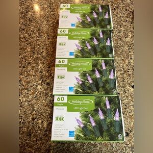 New Holiday Home Led Light Set 60 Purple Miniature 16ft Lighted Length 4 Boxes